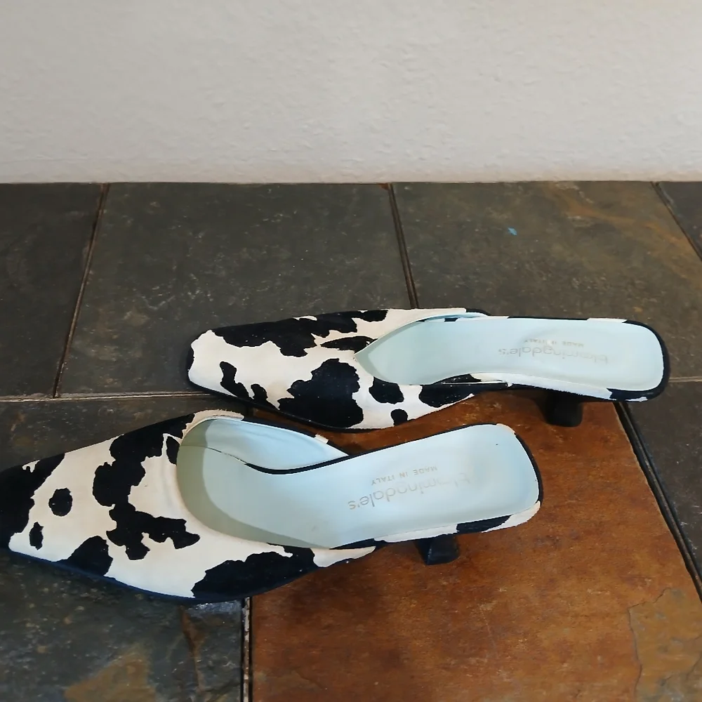 Bloomingdale Women's Mules 4.5 Cow Print Italy - Picture 6 of 13